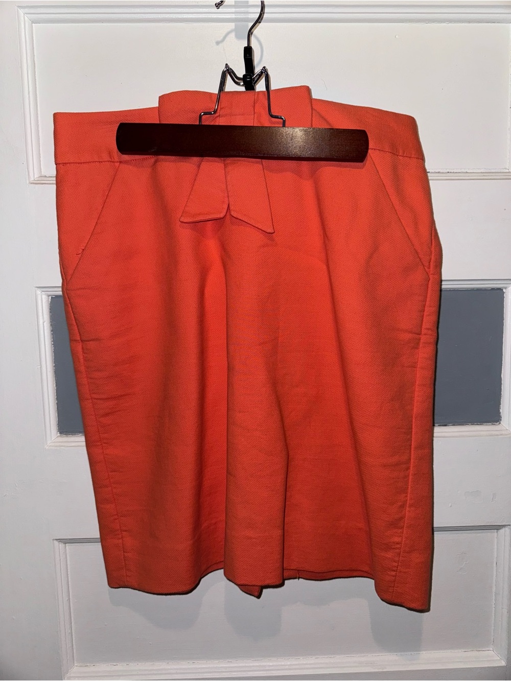 Women’s Orange Pencil Skirt with Front Bow Tie Detail